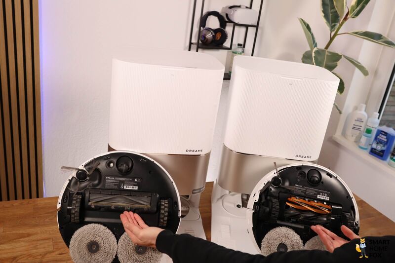 Dreame X50 Buerste neben der Dreame X40 Ultra Buerste in der Nahaufnahme